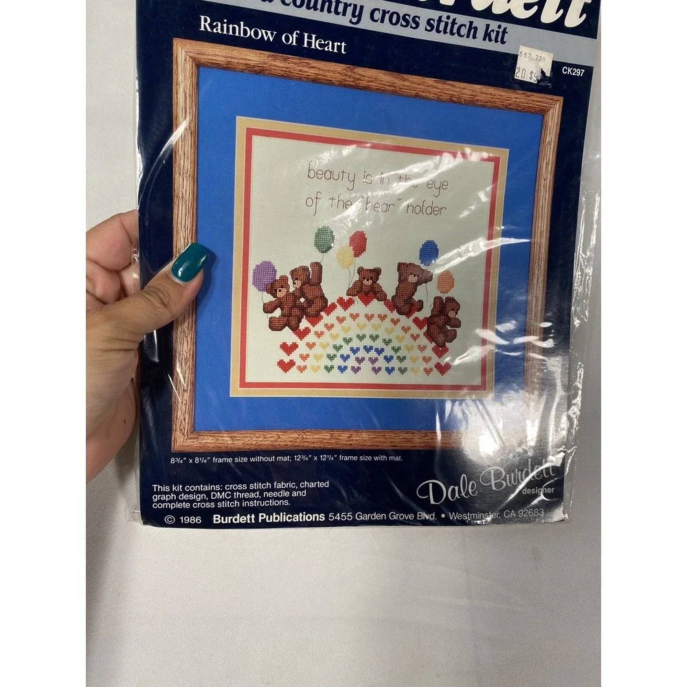dale burdett rainbow of heart cross stitch kit balloons bears CK 297‎